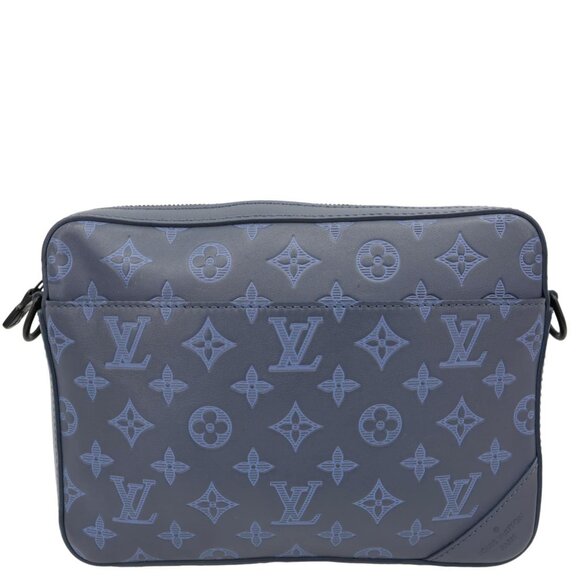 Louis Vuitton  Duo Monogram Shadow Leather Shoulder Bag Navy Blue - Picture 4 of 12